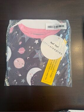 Littlesleepies Moon & Stars Pajama Top and bottom - Gray & Pink
